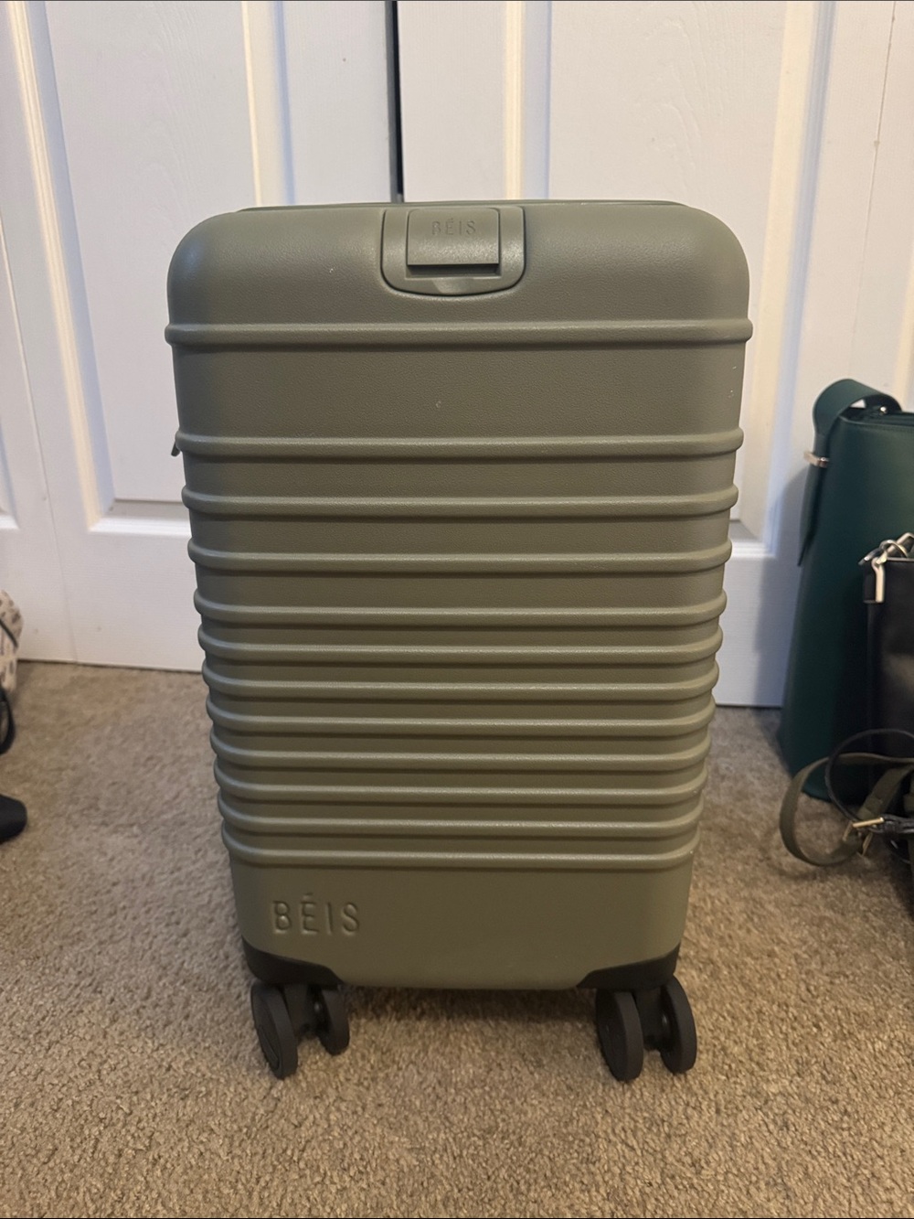 BEIS Small Olive Carry-On Spinner Luggage